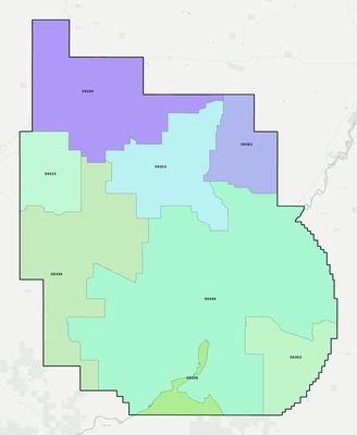 Dawson County MT ZIP code boundaries map