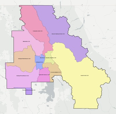 Flathead County MT townships and subdivisions map