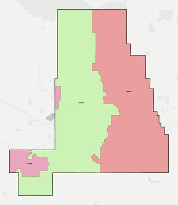 Golden Valley County MT ZIP code boundaries map