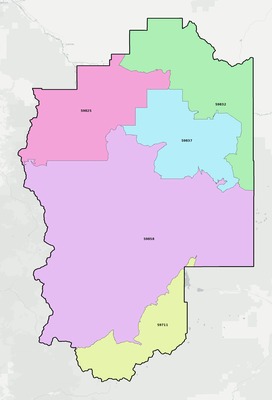 Granite County MT ZIP code boundaries map