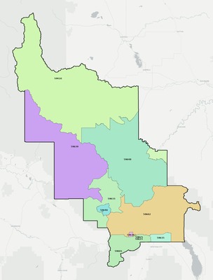 Lewis and Clark County MT ZIP code boundaries map