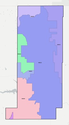 Liberty County MT ZIP code boundaries map