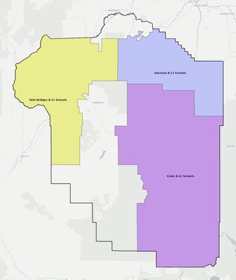 Madison County MT school district boundaries map