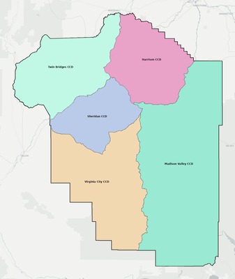 Madison County MT townships and subdivisions map