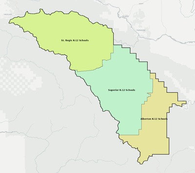 Mineral County MT school district boundaries map