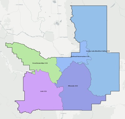 Missoula County MT townships and subdivisions map