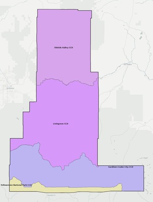 Park County MT townships and subdivisions map