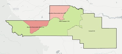 Pondera County MT townships and subdivisions map