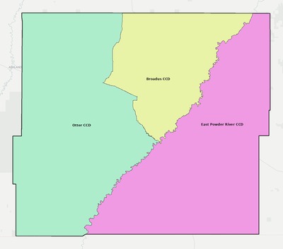 Powder River County MT townships and subdivisions map