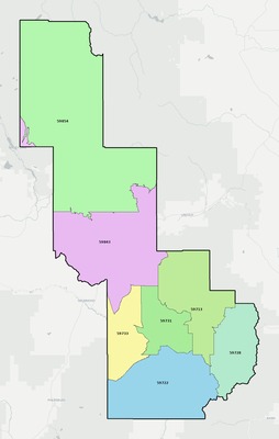 Powell County MT ZIP code boundaries map