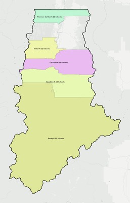 Ravalli County MT school district boundaries map