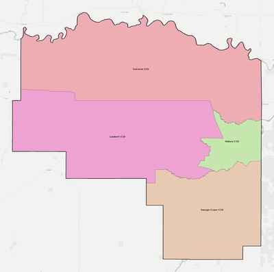 Richland County MT townships and subdivisions map