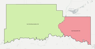 Roosevelt County MT townships and subdivisions map