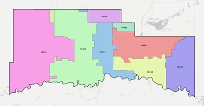 Roosevelt County MT ZIP code boundaries map