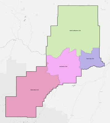 Stillwater County MT townships and subdivisions map