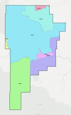 Sweet Grass County MT ZIP code boundaries map