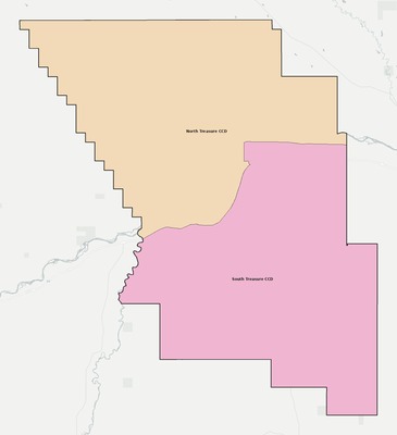 Treasure County MT townships and subdivisions map