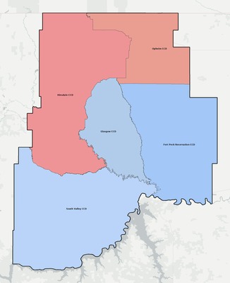 Valley County MT townships and subdivisions map