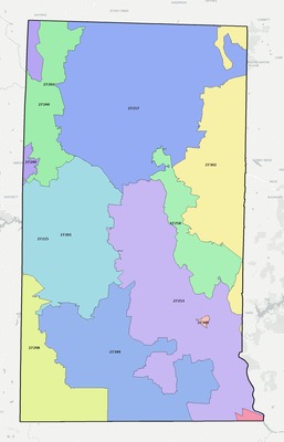 Alamance County NC ZIP code boundaries map