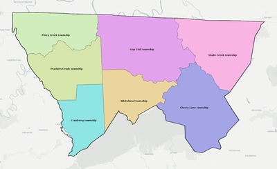 Alleghany County NC townships and subdivisions map
