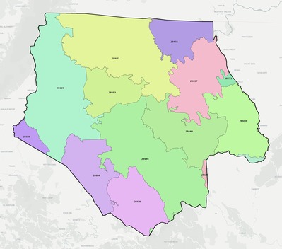 Ashe County NC ZIP code boundaries map