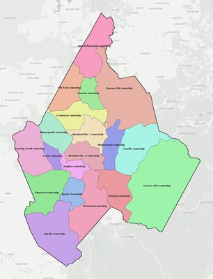 Avery County NC townships and subdivisions map