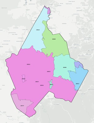 Avery County NC ZIP code boundaries map