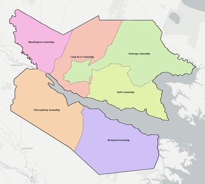 Beaufort County NC townships and subdivisions map
