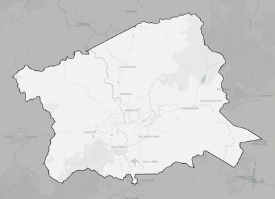 Buncombe County NC county basemap context