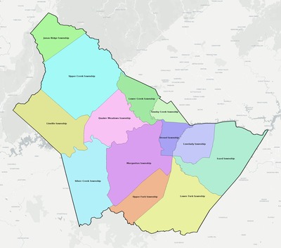 Burke County NC townships and subdivisions map