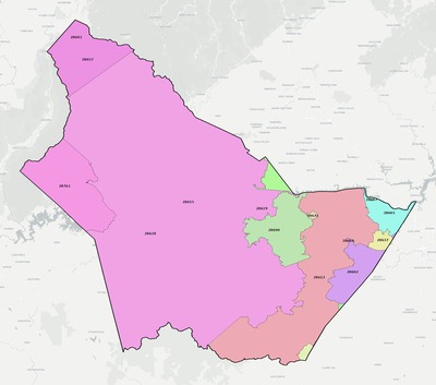 Burke County NC ZIP code boundaries map