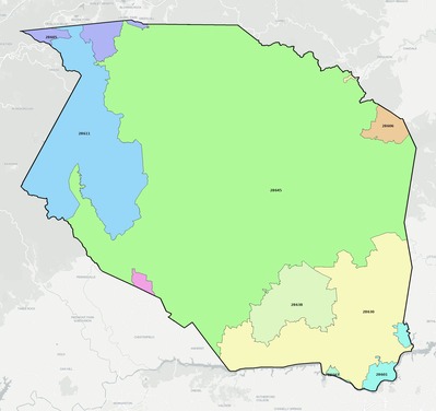 Caldwell County NC ZIP code boundaries map