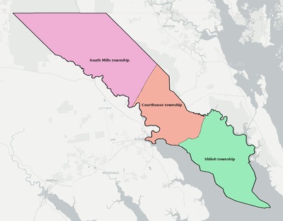 Camden County NC townships and subdivisions map