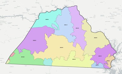Catawba County NC ZIP code boundaries map