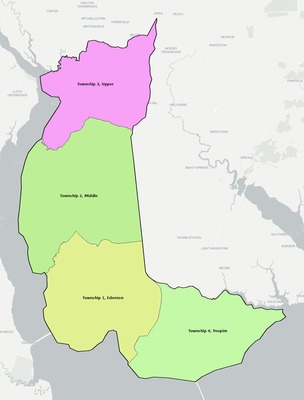 Chowan County NC townships and subdivisions map