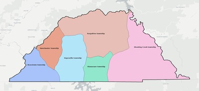 Clay County NC townships and subdivisions map