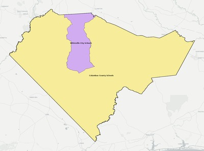 Columbus County NC school district boundaries map
