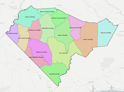 Columbus County NC townships and subdivisions map