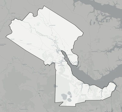 Craven County NC county basemap context