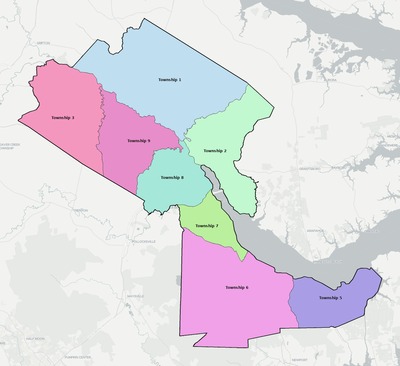 Craven County NC townships and subdivisions map