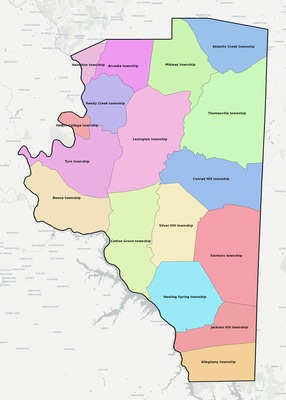Davidson County NC townships and subdivisions map