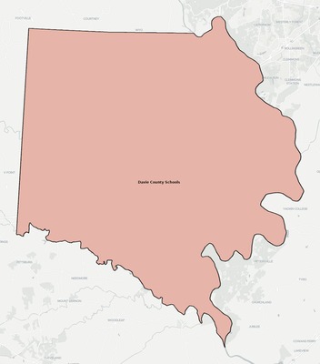Davie County NC school district boundaries map