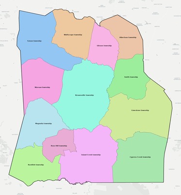 Duplin County NC townships and subdivisions map