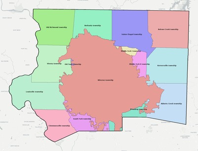 Forsyth County NC townships and subdivisions map