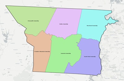 Gaston County NC townships and subdivisions map
