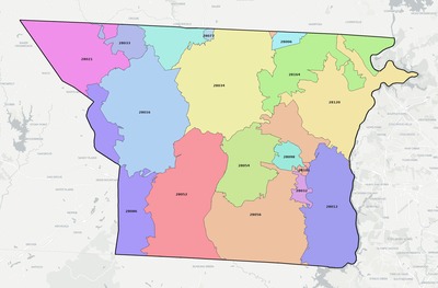 Gaston County NC ZIP code boundaries map