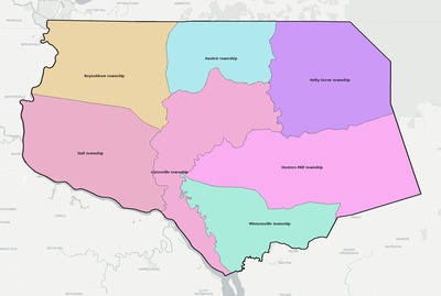 Gates County NC townships and subdivisions map