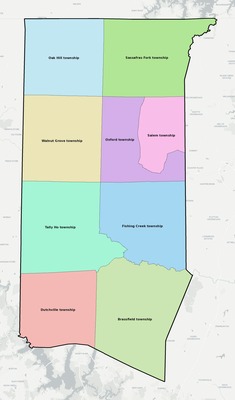 Granville County NC townships and subdivisions map