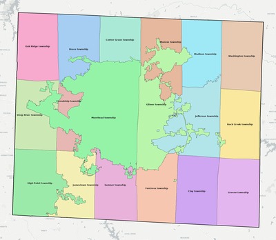 Guilford County NC townships and subdivisions map