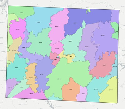 Guilford County NC ZIP code map preview
